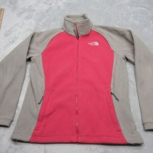 The North Face Jacket Womens Large Pink Colorblock Zip Pockets Fleece Full‎ Zip